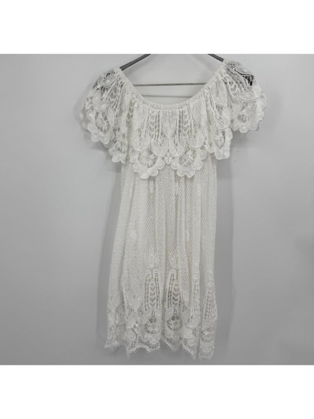 Tuckernuck White Crochet Lace Avalon Off the Shoulder Mini Dress size XS